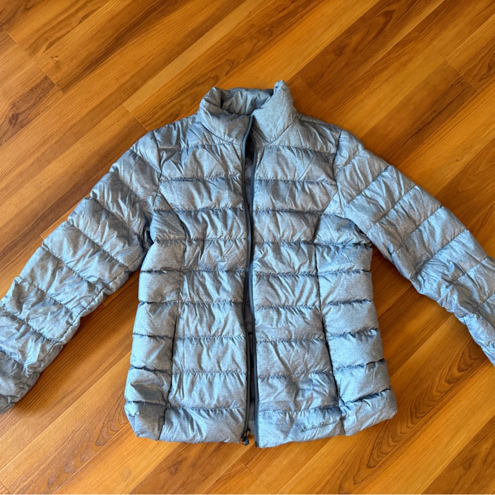 Eddie Bauer Gray Puffer Jacket Quilted Winter Coat